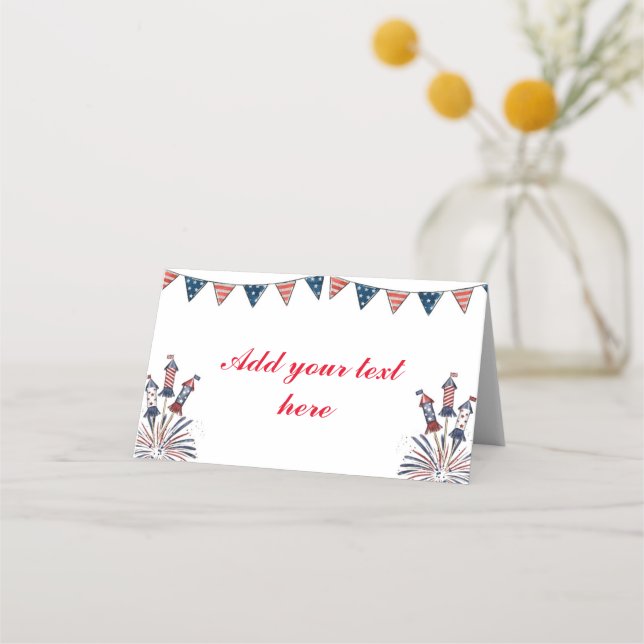 Carte De Placement 4 juillet Bunting & Firecrackers (Devant)