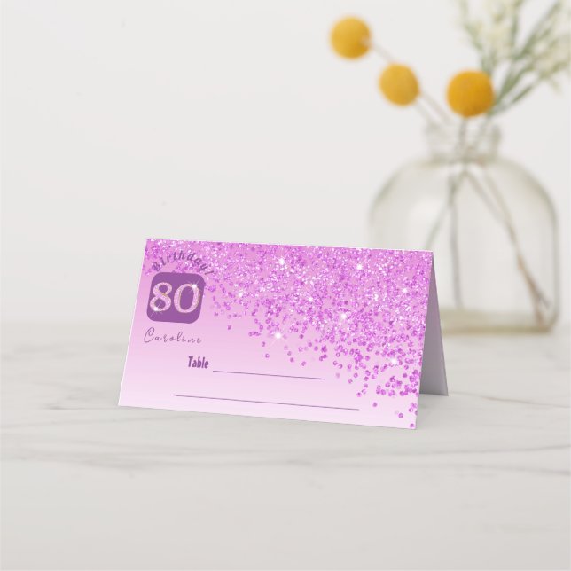 Carte De Placement 80e anniversaire fête Parties scintillant rose (Devant)