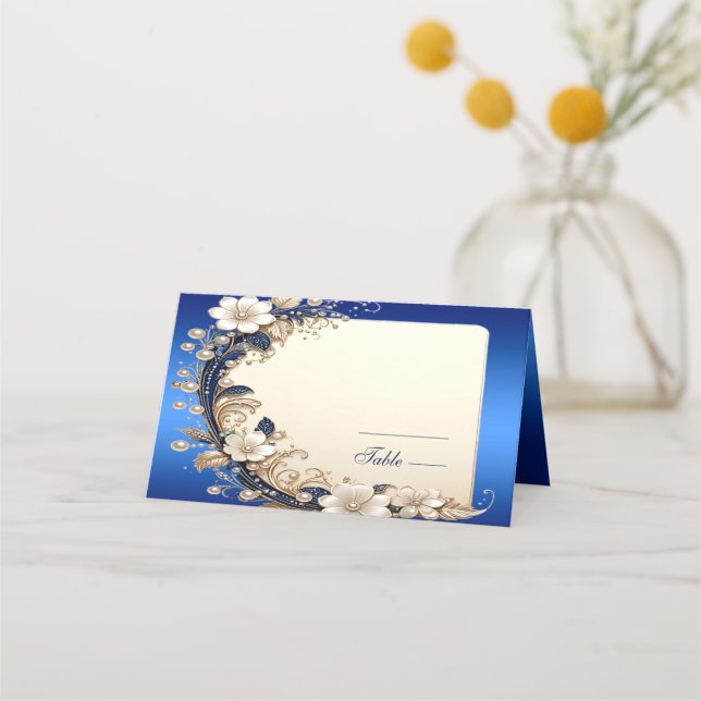 Carte de placement à embellissement floral blanc b (Devant)