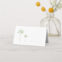 Carte de placement à motif de palmier à l'aquarell