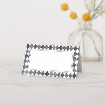 Carte de placement à motif diamant noir et blanc