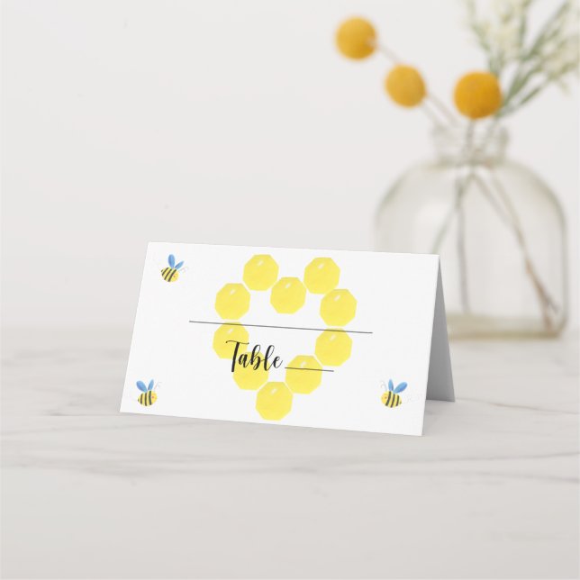 Carte de placement abeille et rayons de miel (Devant)
