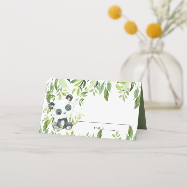 Carte De Placement Adorable Panda Baby shower de verdure Anniversaire (Devant)