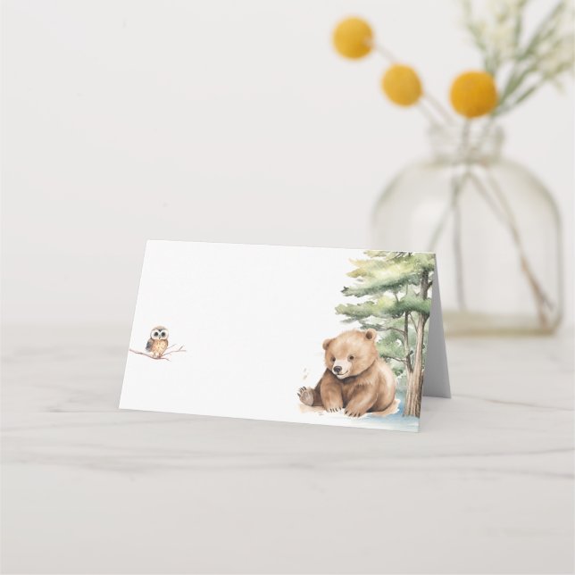 Carte De Placement Adventure Await Woodland Bear Baby shower (Devant)