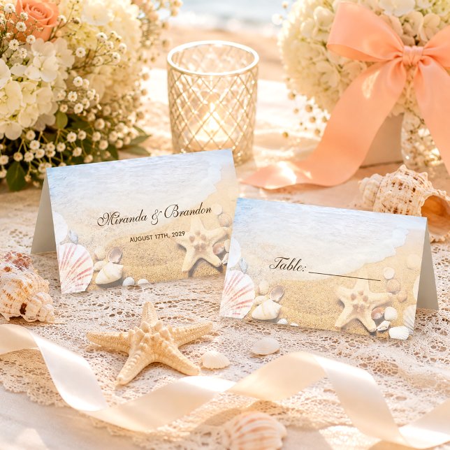 Carte De Placement Affectation de table de mariage sur la plage tropi (Créateur téléchargé)