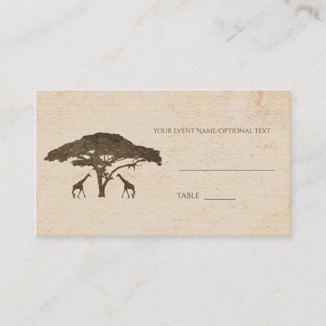 Carte De Placement Afrique Safari Giraffes Arbre Mariage Table assise (Devant)
