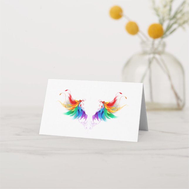 Carte De Placement Ailes fluffy arc-en-ciel (Devant)
