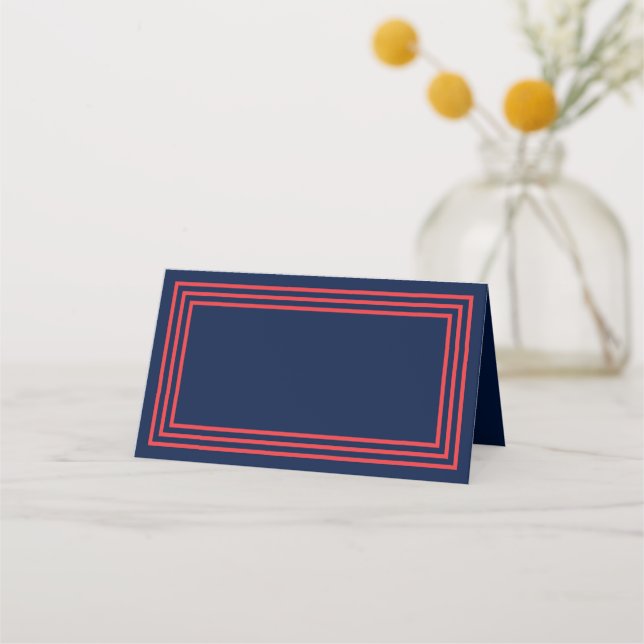 Carte De Placement Ajouter Votre Texte Marine Bleu Triple Saumon Bord (Devant)