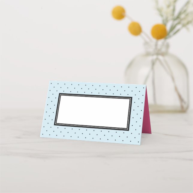 Carte De Placement Ajouter Votre Texte Modern Blue Black Polka Dot (Devant)