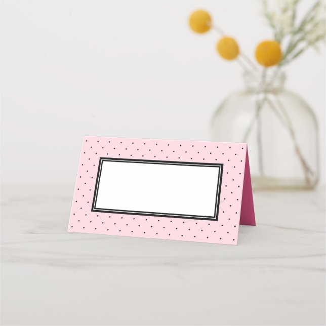 Carte De Placement Ajouter votre texte Pointe rose et noire moderne (Devant)