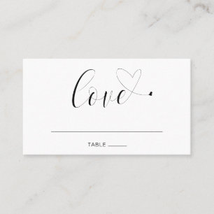 Carte De Placement Amour Noir et Blanc Cute Élégant Mariage moderne