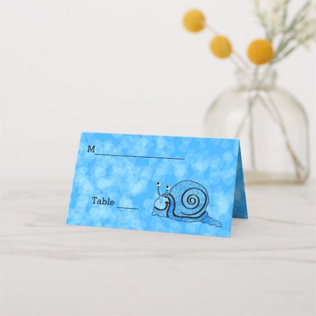 Carte De Placement Amusant Happy Blue Motif Snail Bright Aqua (Devant)