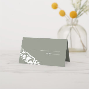 Carte De Placement Amusant Vert Sauge Visage Effrayant Floral Mariage