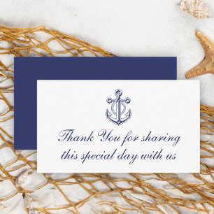 Carte De Placement Ancre bleu marine Merci Mariage