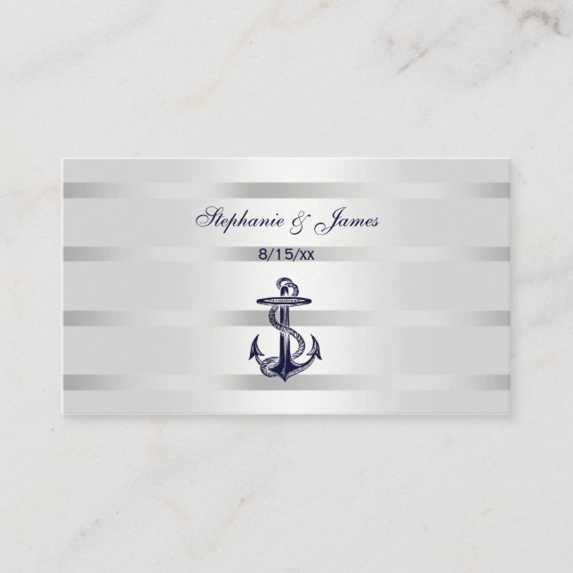 Carte De Placement Ancre Blu de marine nautique Silver What Place Car (Devant)