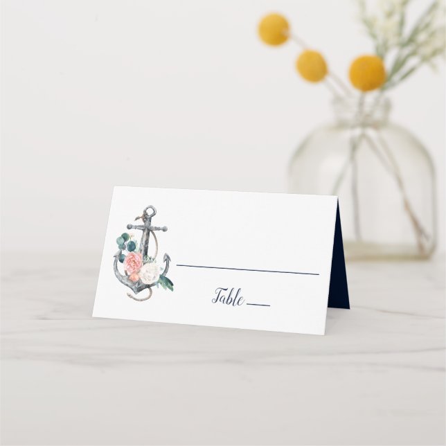 Carte De Placement Ancre florale | Mariage d'été (Devant)