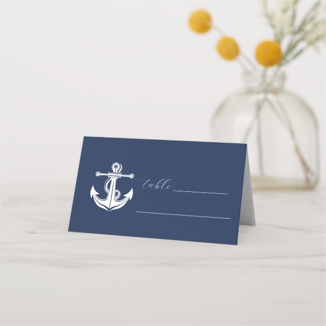 Carte De Placement Ancre Mariage nautique (Devant)