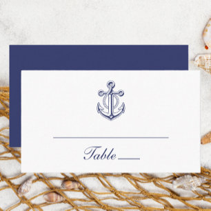 Carte De Placement Ancre Marine Bleu Marine Mariage nautique