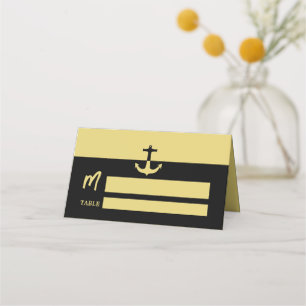 Carte De Placement Ancre nautique - Black Gold - Mariage plage
