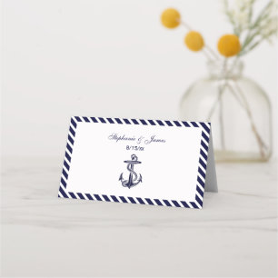Carte De Placement Ancre nautique Rayures diagonales de la marine 2 C