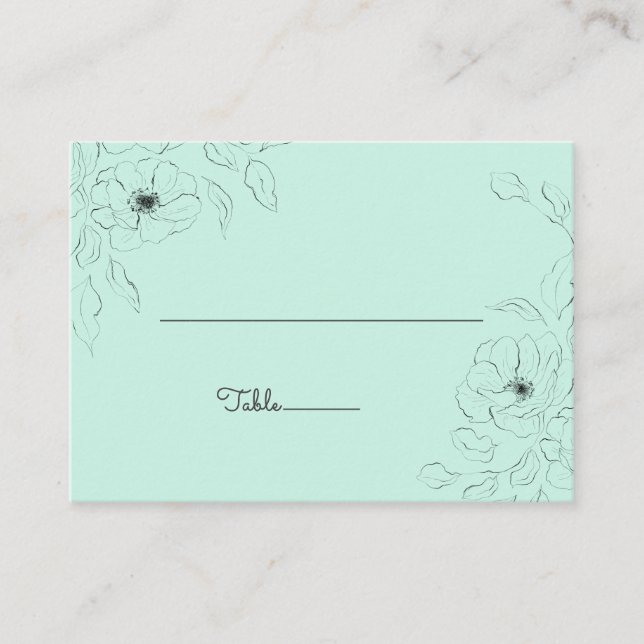 Carte De Placement Anemone sur Pale Mint arrière - plan Plat Place Ca (Devant)