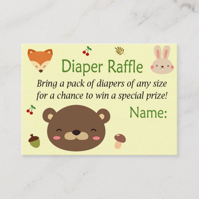 Carte De Placement Animaux de bois Déchets Raffle Billets (Devant)