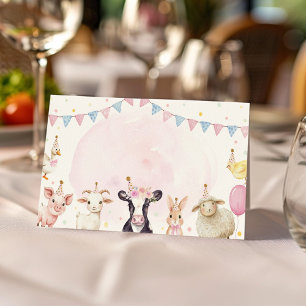 Carte De Placement Animaux de ferme Pink Barnyard Food Tente Place Ca