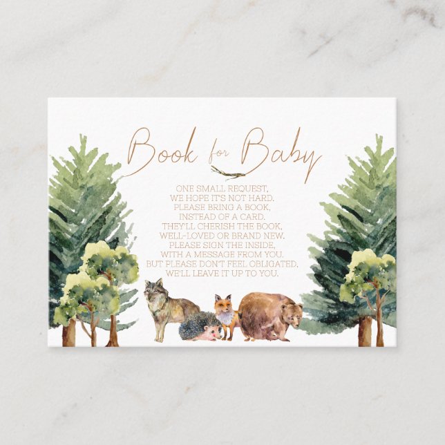 Carte De Placement Animaux des bois | Livre Pour Baby Insert Card | W (Devant)