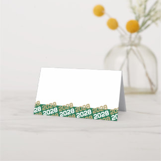 Carte De Placement Année de graduation verte et or Pliage de nourritu