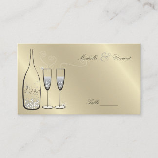 Carte De Placement Anniversaire du Mariage de Champagne d'argent Cart