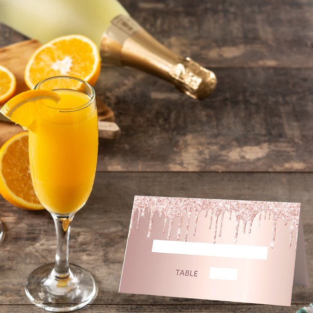 Carte De Placement Anniversaire rose or parties scintillant rose bril (Créateur téléchargé)