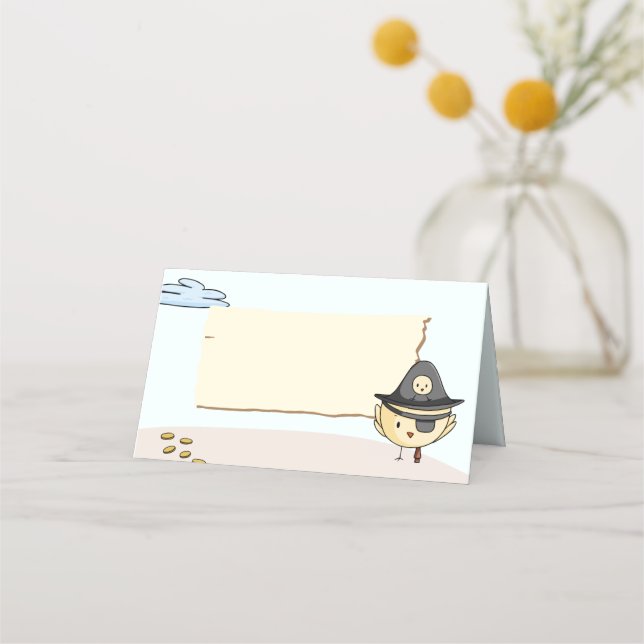 Carte De Placement Anniversaire Thème Trésor Pirate d'Oiseau (Devant)