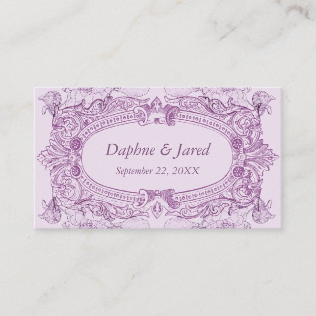 Carte De Placement Antique Mariage Lilac Cadre (Devant)