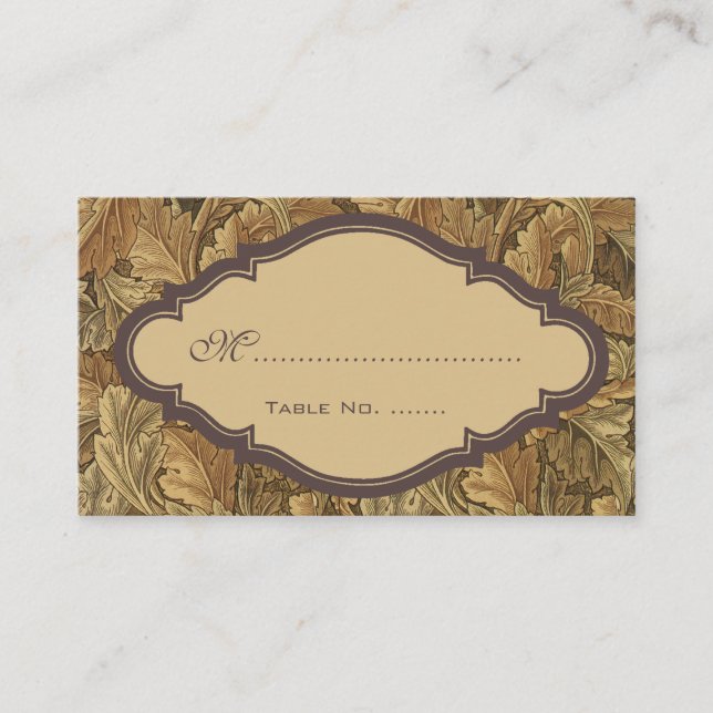 Carte De Placement Antique Victorian Chaud automne Feuilles Mariage (Devant)