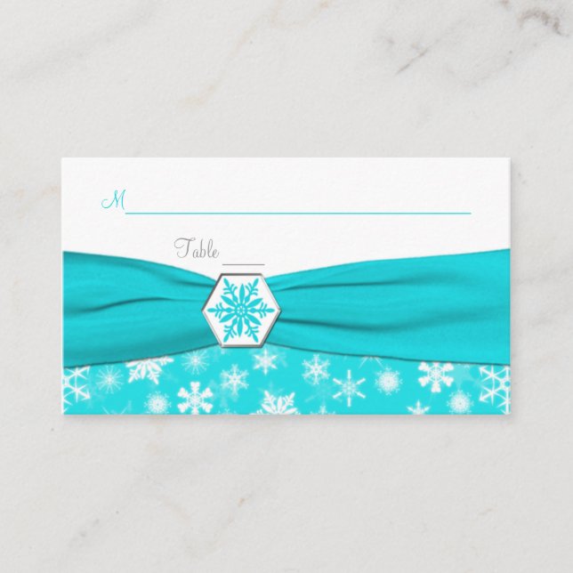 Carte De Placement Aqua, Blanc, Gris Snowflakes (Devant)