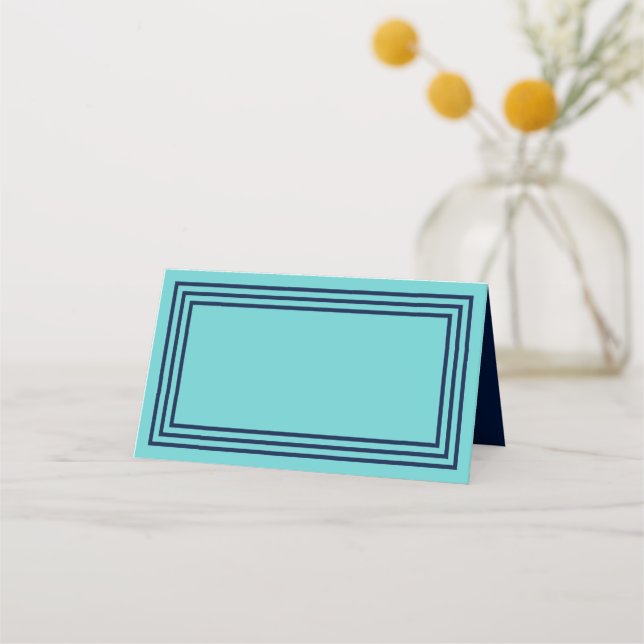 Carte De Placement Aqua Turquoise avec trois bordures bleu marine (Devant)