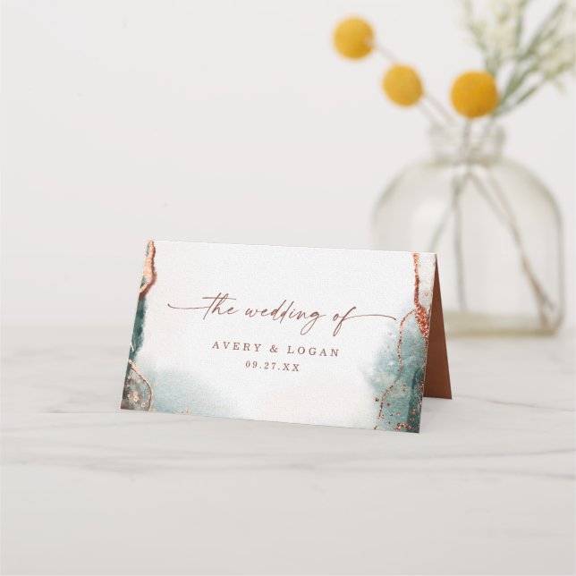 Carte De Placement Aquarelle Abstraite moderne Terra Cotta Mariage (Dos)