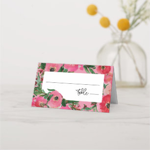 Carte De Placement Aquarelle Anemone Mariage rose