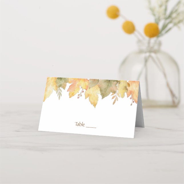 Carte De Placement Aquarelle Automne Feuilles automnales 1 | (Devant)