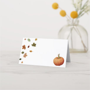 Carte De Placement Aquarelle Automne Feuilles Citrouille