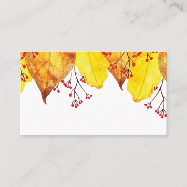 Carte De Placement Aquarelle Automne Folio Thanksgiving (Devant)