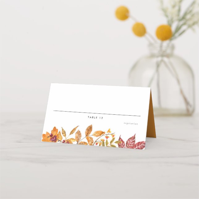 Carte De Placement Aquarelle Automne quitte le choix de repas Mariage (Devant)