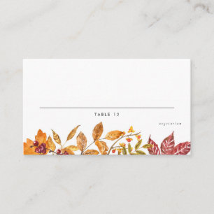 Carte De Placement Aquarelle Automne quitte le choix de repas Mariage