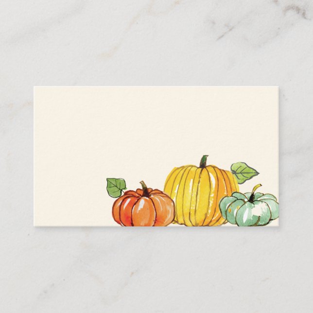 Carte De Placement Aquarelle Automne Thanksgiving Citrouille (Devant)