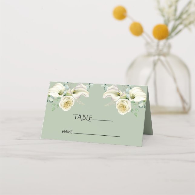 Carte De Placement Aquarelle Blanc Calla Lilies (Devant)