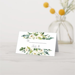 Carte De Placement Aquarelle blanc Mariage de cadre Floral Numéro de 