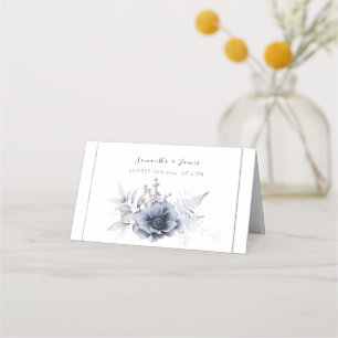 Carte De Placement Aquarelle Bleu Dusty Bohème Floral