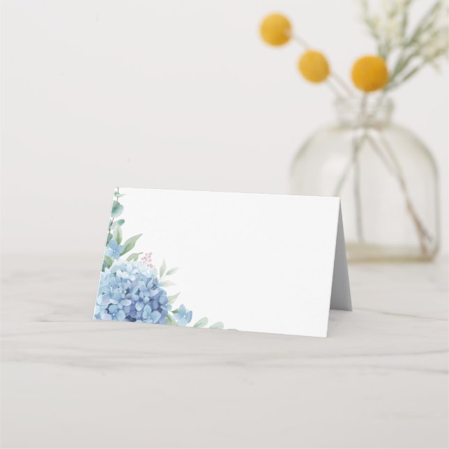 Carte De Placement aquarelle bleu hydrangea (Devant)
