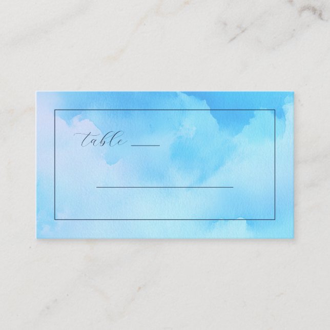 Carte De Placement Aquarelle Bleu Sérénité (Devant)