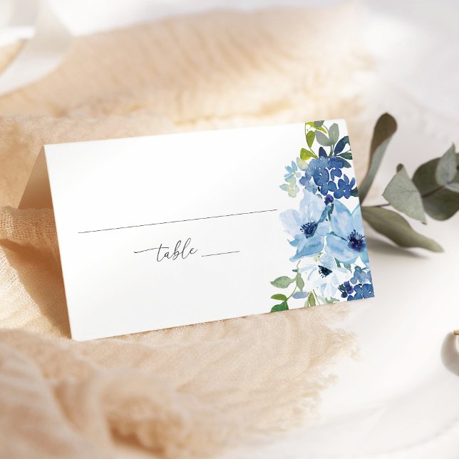 Carte De Placement Aquarelle Bleue Clair Chic Mariage Floral Liner (Créateur téléchargé)